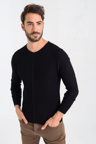 Heyss Bisiklet Sosis Yaka Erkek Triko Kazak Ön Şerit Detaylı