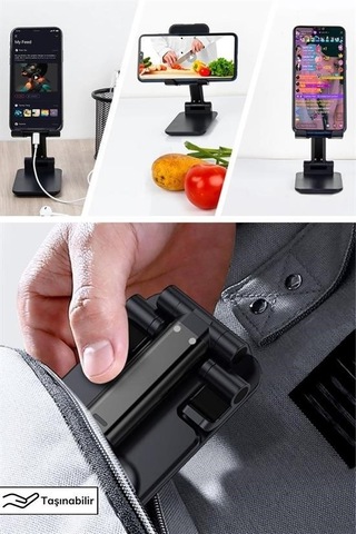 Buffer Siyah Aynalı Cep Telefonu Sabitleyici Telefon Standı