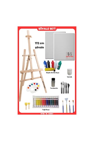 Lüks Resim Başlangıç Seti 2-şövale Şövalye , Tuval Tual Seti , Ressam Akrilik Yağlı Boya Seti