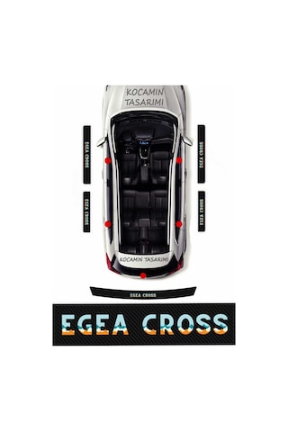 Fiat Egea Cross Karbon Kapı Eşiği Koruyucu Seti 5 Parça Renkli Baskılı Karbon Folyo Araç Koruma