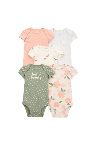 Kız Bebek Kısa Kollu 5li Body Çok Renkli