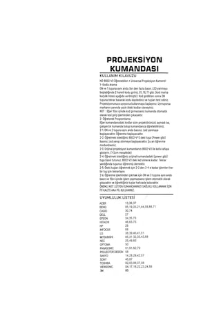Acer Benq Uyumlu Casio Dell Epson Sony Toshiba Projeksiyon Kumandası