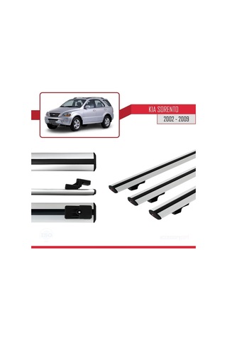 Kia Sorento 2002-2009 Arası İle Uyumlu Basic Model Ara Atkı Tavan Barı Gri 3 Adet
