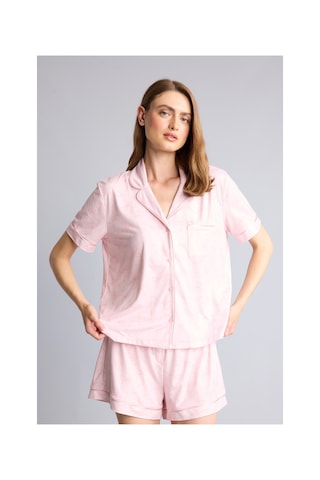 Defacto Regular Fıt Kısa Kollu Üst Kısa Paça Şort Softshell Pijama Takımı H4198ax26aupn38 Pembe-pn38