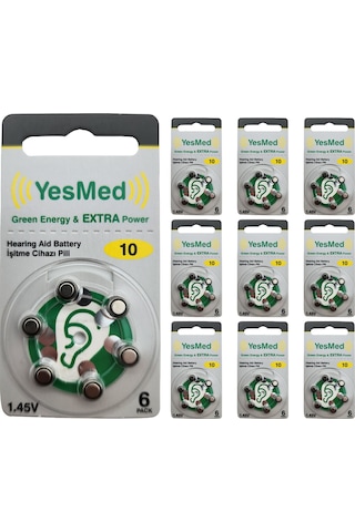 Yesmed Extra Power 10 No Kulaklık Pili 10paketx6adet 60adet Pil