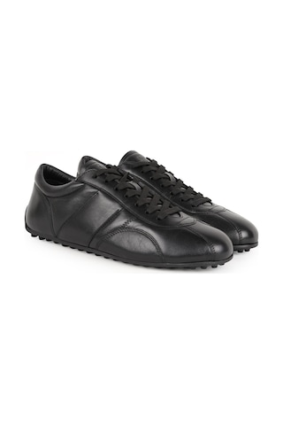 Libero Erkek Sneaker Ayakkabı Hakiki Deri Antik Bağcıklı Düz İnce Taban Esnek Kaymaz Kauçuk Taban L6027 Siyah