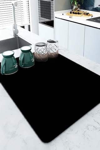 Siyah Sade Microfiber Bulaşık Kurutma Kurulama Matı Mm007