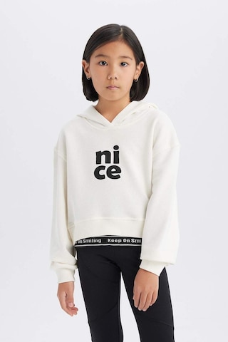 DeFacto Kız Çocuk Relax Fit Kapüşonlu Baskılı Sweatshirt E0462A825SPER85 Ekru