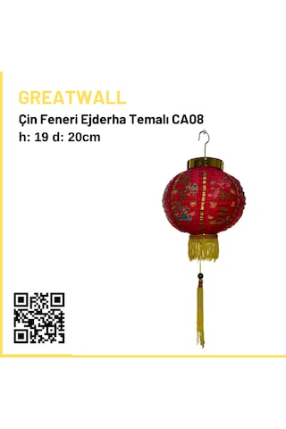 Çin Feneri Ejderha Temalı H: 28 Cm D: 20 Cm