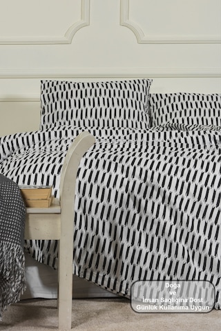 Elart Carlos Nevresim Takımı Tek Kişilik %100 Pamuk Ranforce Lastikli Çarşaf 160x220 Cm Siyah Siyah