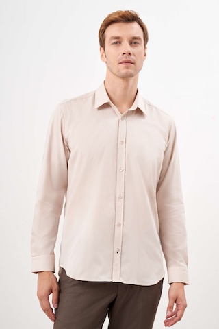 Morven Erkek Bej Pamuk Düz Desen Sert Yaka Regular Fit Gömlek 24mc004125653 Bej