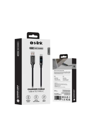 S-link Armor Led Uc-066 66w 1m Usb To Type-c Pd Örgülü Led Başlıklı Siyah Hızlı Şarj Kablosu Kdo