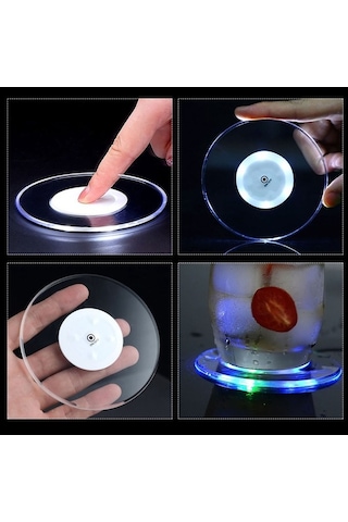 Besthome1 Ültra İnce 10cm Beyaz Işık Bardak Altlığı - Suya Dayanıklı Led Işıklı, Bar/parti Dekorasyonu
