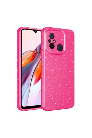 Xiaomi Redmi Note 12 Pro 4g Kılıf Kamera Korumalı Simli Lüks Zore Koton Kapak Pembe Koyu