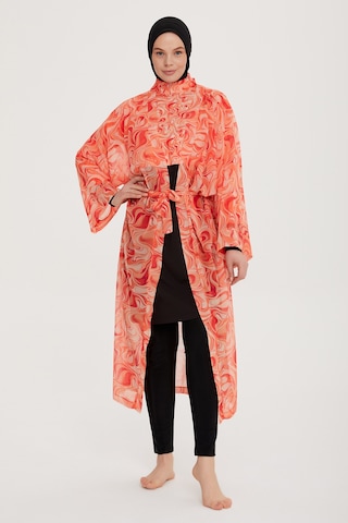 Remsa Mayo Remsa Tesettür Mayo Üzerine Tek Kaftan Kimono Pareo Rp007 Melis Turuncu