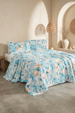 La Notte Sea Marine Çift Kişilik 4 Parça Pike Takımı 210x230 + 160x200 + 2/50x70 Cm Çok Renkli