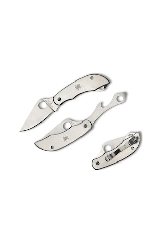 Spyderco Clipitool Bottle Opener/ Screwdriver Stainless Plainedge Kamp Çakı Gümüş