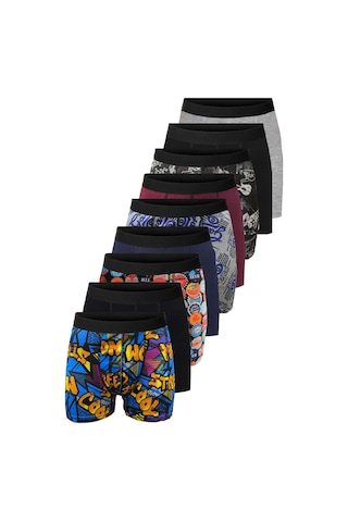 Desenli - Düz Karışık Pamuklu Erkek Boxer 9'lu