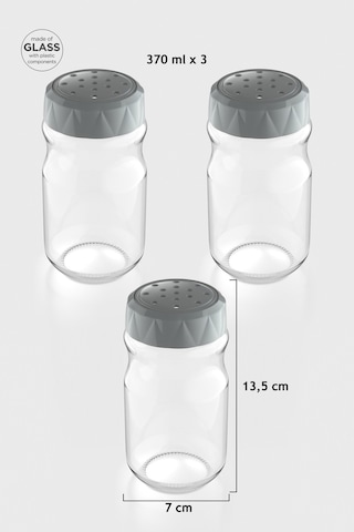 Renga Lexa 370 Ml 3'lü Cam Baharatlık Seti 161016 Gri Gri