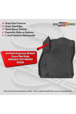 Fiat Fiorino Paspas Araca Özel Dizel / Benzinli 2007 - 2019 Paspas 3D Havuzlu Paspas