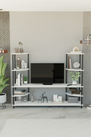 Neoline 150 Cm Tv Ünitesi Çok Raflı Modern Tv Sehpası - Beyaz Beyaz