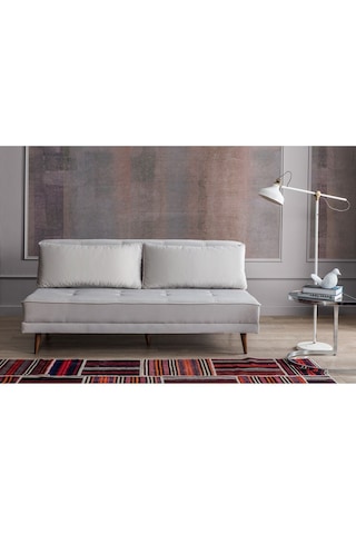 Retro Kolsuz Yataklı Kanepe Krem Krem