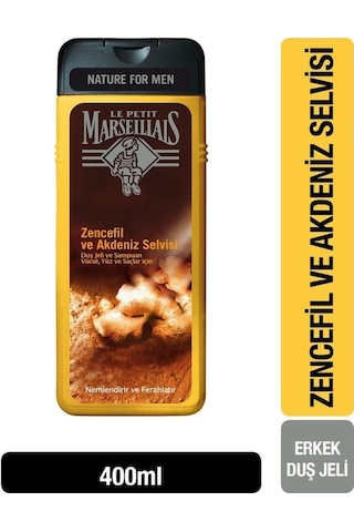Le Petit Marseillais Men Serisi Zencefil ve Akdeniz Selvisi Duş Jeli ve Şampuan 400 ML