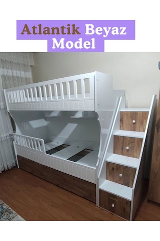 Atlantik Beyaz Model Çocuk Ranzası