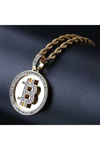 Mikro Açacağı Zirkon Bitcoin Kolye İlk B Mektup Charm Kolye Hip Hop Takı Hediye Kolye Kolyeler Altın - Beyaz