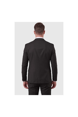 Deepsea Siyah Slim Fit Likralı 3 Lü Takım Elbise Ceket Yelek Pantolon Modern Şık Tasarım 2601798