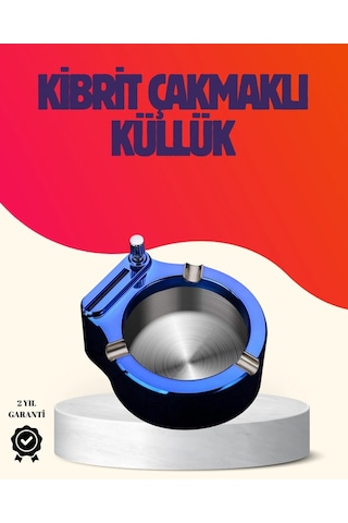 Ceylan Adam Yuvarlak Metal Küllük Çakmak Entegreli Dayanıklı Yapı