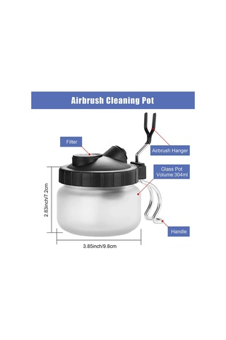 Singree Hava Fırçası Temizleme Seti - Cam Kavanozlu Tutucu, Nikel Boru, Çelik İğne Ve Nylon Fırça 4'lü Aksesuar Paketi