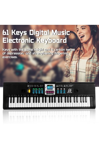 Jeemson 61 Tuşlu Çocuklar İçin Multifonksiyonlu Mikrofonlu Elektronik Klavye - Usb Kablolu Mini Piyano Mq-6185