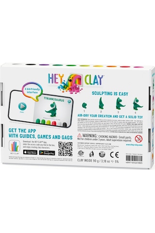 Hey Clay Hava İle Kuruyan Kil 6'lı Kutu - Dinozorlar Pterodactylus, Triceratops, Tyrannosaurus