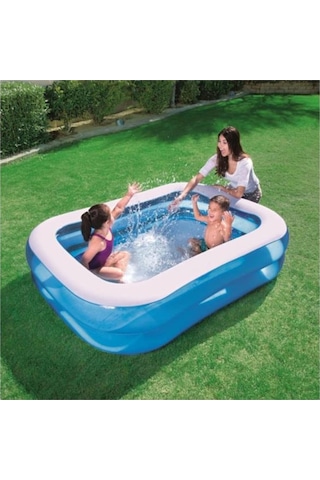 Bestway 12819 Büyük Boy Dikdörtgen Şişme Aile Havuzu 211x132x46cm Çok Renkli