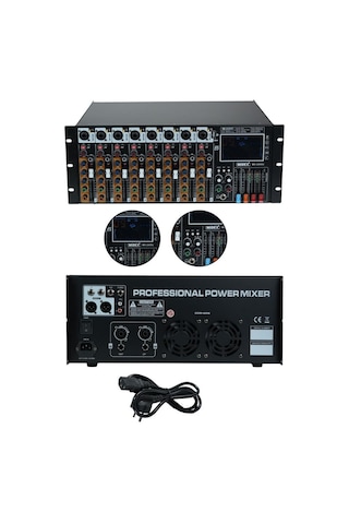 Midex Mx-2400u Rack Tipi Power Mikser 2x600w 8 Kanal Usb-bt Amfili Mixer Efektli