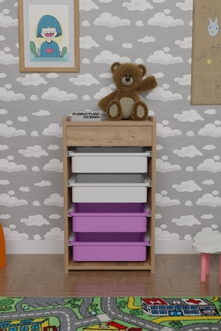 4 Sepetli Çok Amaçlı Oyuncak Dolabı Atlantik Çam Beyaz - Pembe Kahverengi