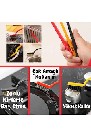 Mutfak Temizlik Tel Fırçası 3 Lü Set Ocak, Fırın Ve Diğer Yüzeyler İçin Pratik Temizlik Araçları