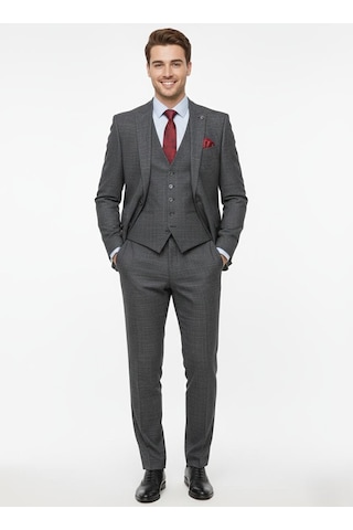 Presto Erkek Slimfit 6 Drop Yelekli Takım Elbise Siyah 786-022 Siyah