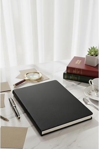 A4 Kareli Defter 160 Yaprak 1 Adet Siyah Termo Deri Kapaklı Defter 21x29cm Okul Defteri Kareli Defter Deri Kapaklı