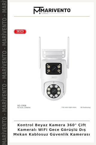 Kontrol Beyaz Kamera 360 Çift Kameralı Wifi Gece Görüşlü Dış Mekan Kablosuz Güvenlik Kamerası