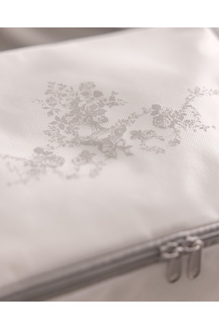 Madame Coco Çiçek Desen Baskılı 2'li Hurç - Beyaz/gri 8684427147740 Beyaz