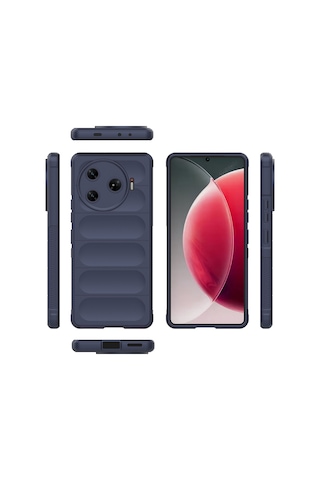 Goocamp Tecno Spark 30 Pro Kılıf Esnek Tpu Oyuklu Arka Yüzey Tasarımlı Etnik Silikon Lacivert