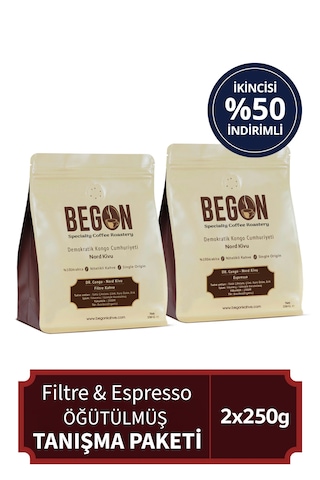 Nord Kivu Premium Espresso & Nitelikli Filtre Kahve Öğütülmüş Tanışma Paketi 250g X 2 Adet Kavrulmuş Öğütülmüş