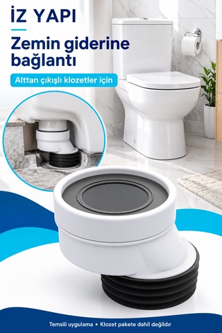 İz Yapı 40 Mm Eksantrik Kada Alttan Çıkışlı Klozet Gider Bağlantı Adaptörü 11 0335 Beyaz