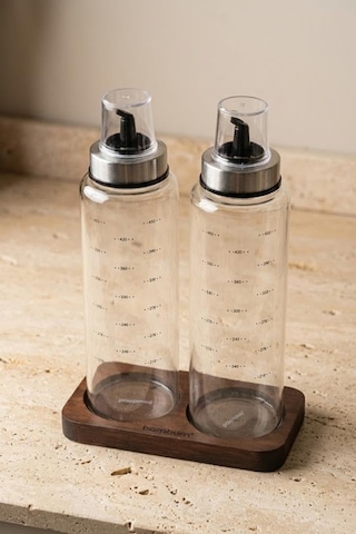 Bambum Nero 3 Parça Standlı Borosilikat Yağdanlık Yağlık - Sirkelik Seti 500 Ml Diğer