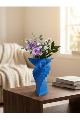 3d Yıldız Spiral Mavi Vazo Özel Tasarım