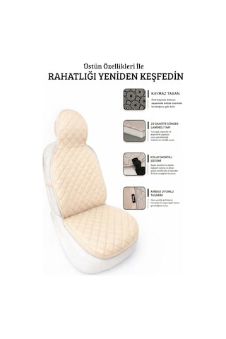 Oto Ön Koltuk İkili Minder Terletmez Kolay Montaj Universal Koruyucu Kılıf Seti Kumaş 37961512