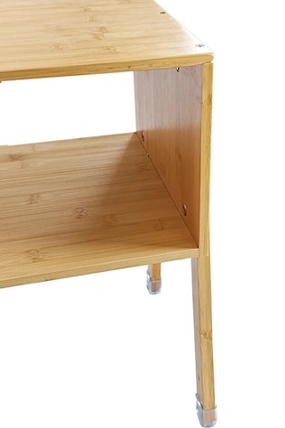 Dekoratif Bambu Raflı Minimalist Yan Sehpa Komodin Kitaplık Bej