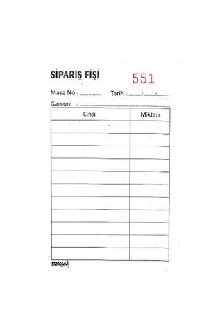 Mini Adisyon Numaralı 1.Hamur 50X2 Otokopili 10’Lu Paket Özkan